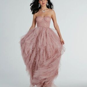 Elegant Pink Strapless Gown